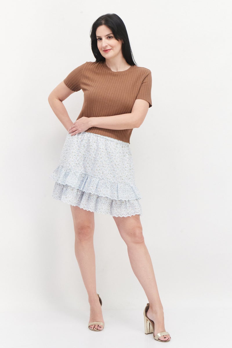 LUCKY BRAND Women Embroidered Casual Mini Skirts, Dusty Blue - Image 4